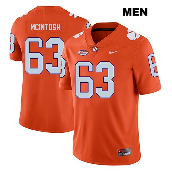 Men's Clemson Tigers #63 Zac McIntosh Stitched Orange Legend Authentic Nike NCAA College Football Jersey PXA0146SR